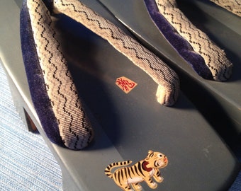Vintage Japanese Lacquered Tiger C hilds Wooden Geta Shoes ...