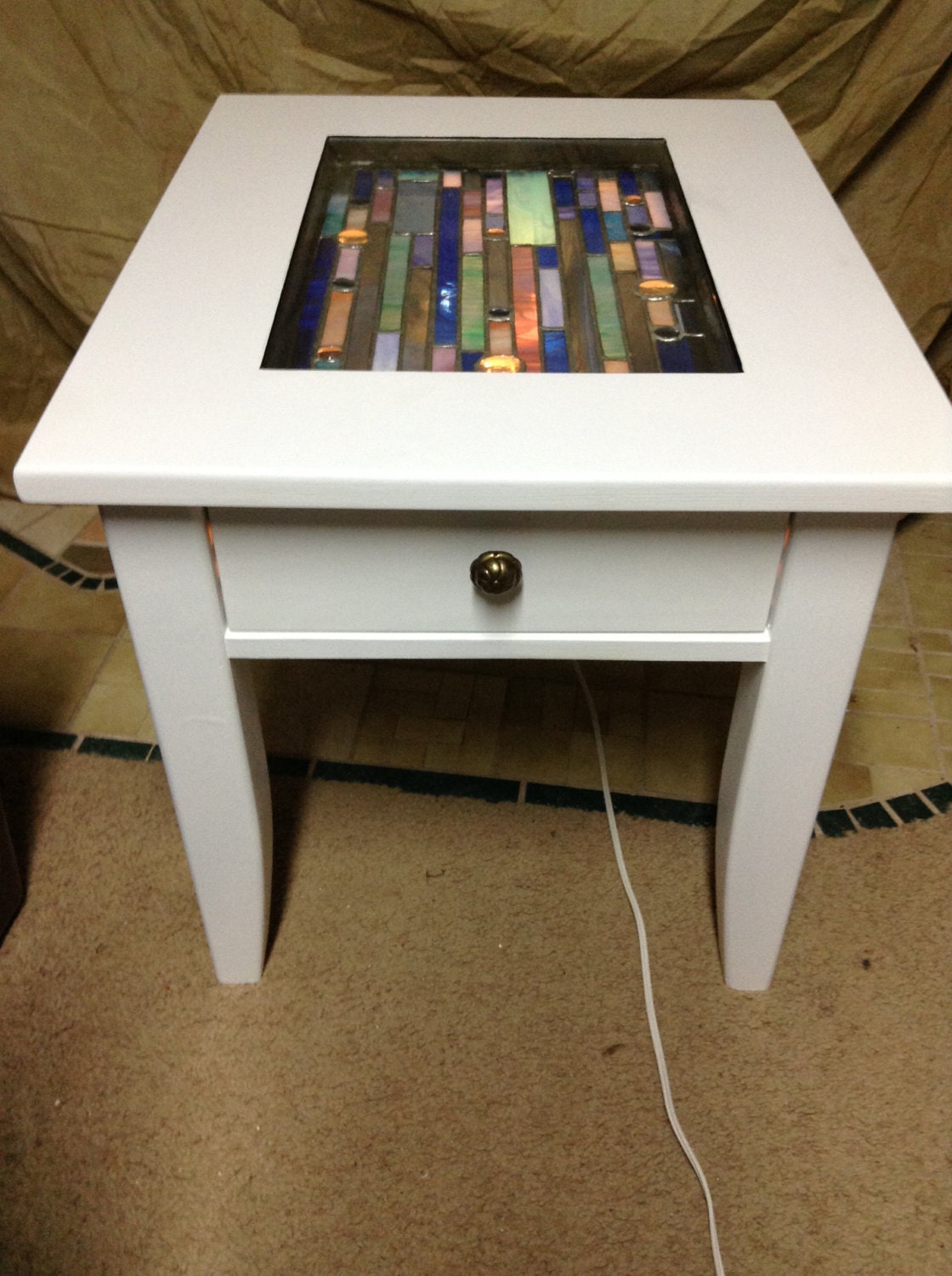 Handmade Artistic Lighted Stained Glass Table by MysticMossMisc