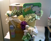 A  -Z BABY BASKET Baby Washcloths, Picture Frame, Baby Box Baby Gift Basket Floral Baby Gift