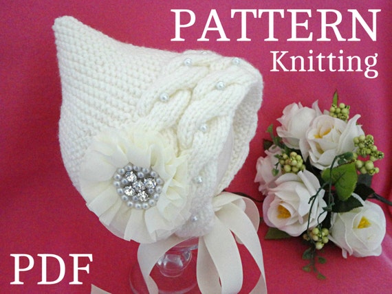 Knitting Pattern Baby Bonnet Knit Baby Hat Newborn Baby Girl Pattern Knitted Baby Beanie Infant Knitting Baby Clothes Pattern ( PDF ) File