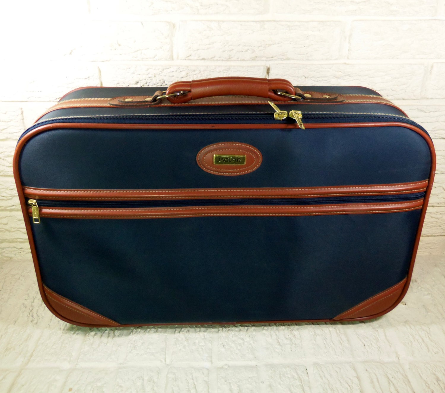 On Hold For Sandy Vintage Blue Jaguar Luggage by TheJunkinSailor