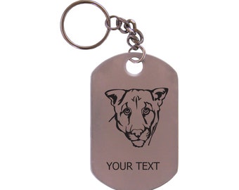 Personalized Engraved Cougar Stainless Steel Dog Tag Keychain