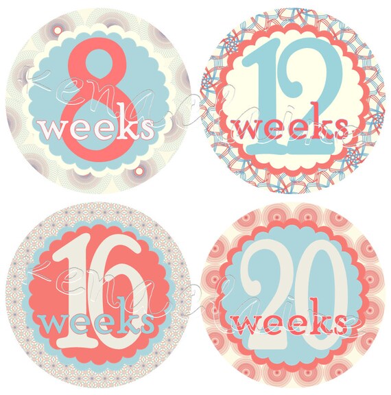 Pregnancy Stickers Belly Stickers Milestone weeks by KenaClaire