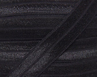 Black Fold Over Elastic - Elastic For Baby Headbands and Hair Ties - 10 Yards of 5/8 inch FOE