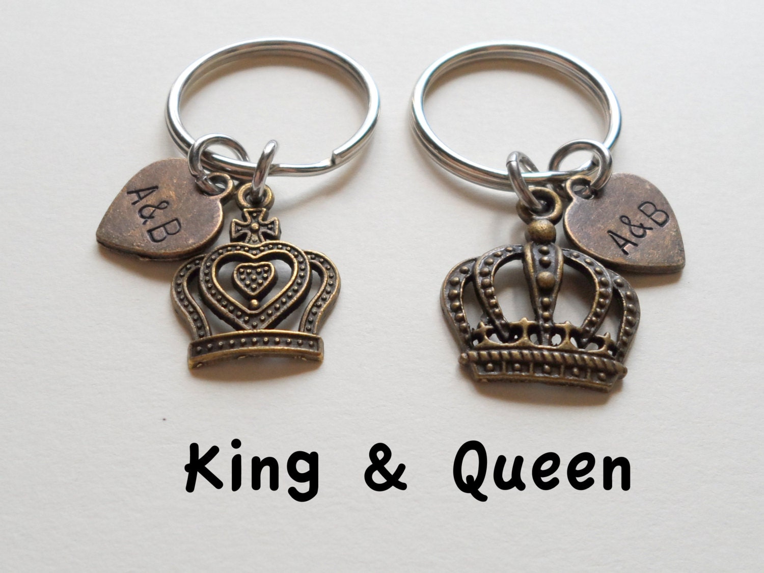 Couple Keychain Set King and Queen Crown Key Ring Set