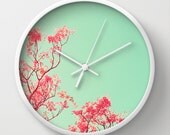 SALE Wall clock office decor dorm decor wall art mint nursery decor baby decor turquoise coral nursery white clock modern summer decor gift SALE Wall clock office decor dorm decor wall art mint nursery decor baby decor turquoise coral nursery white clock modern summer decor gift