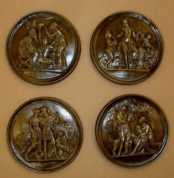 Classical Greek Wall Plaques Home Decor Sculpture Set of 4