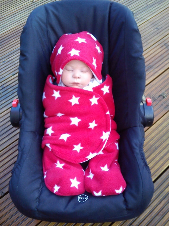 Car Seat Cosy Wrap Swaddle Blanket Baby Red and by SiennaChic