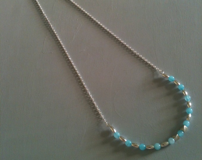 clearance! Amazonite and silver beaded necklace and earring set