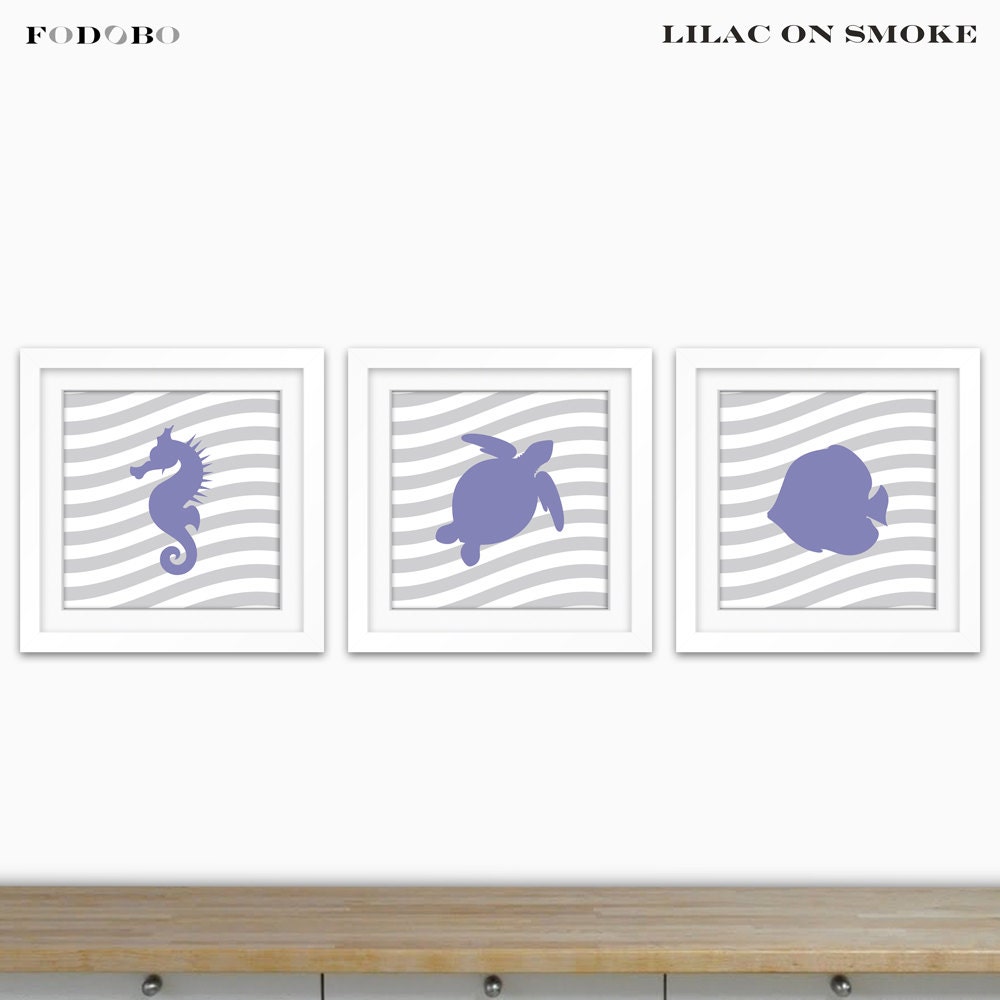 Sea Creatures nursery decor childrens art sea horse fish