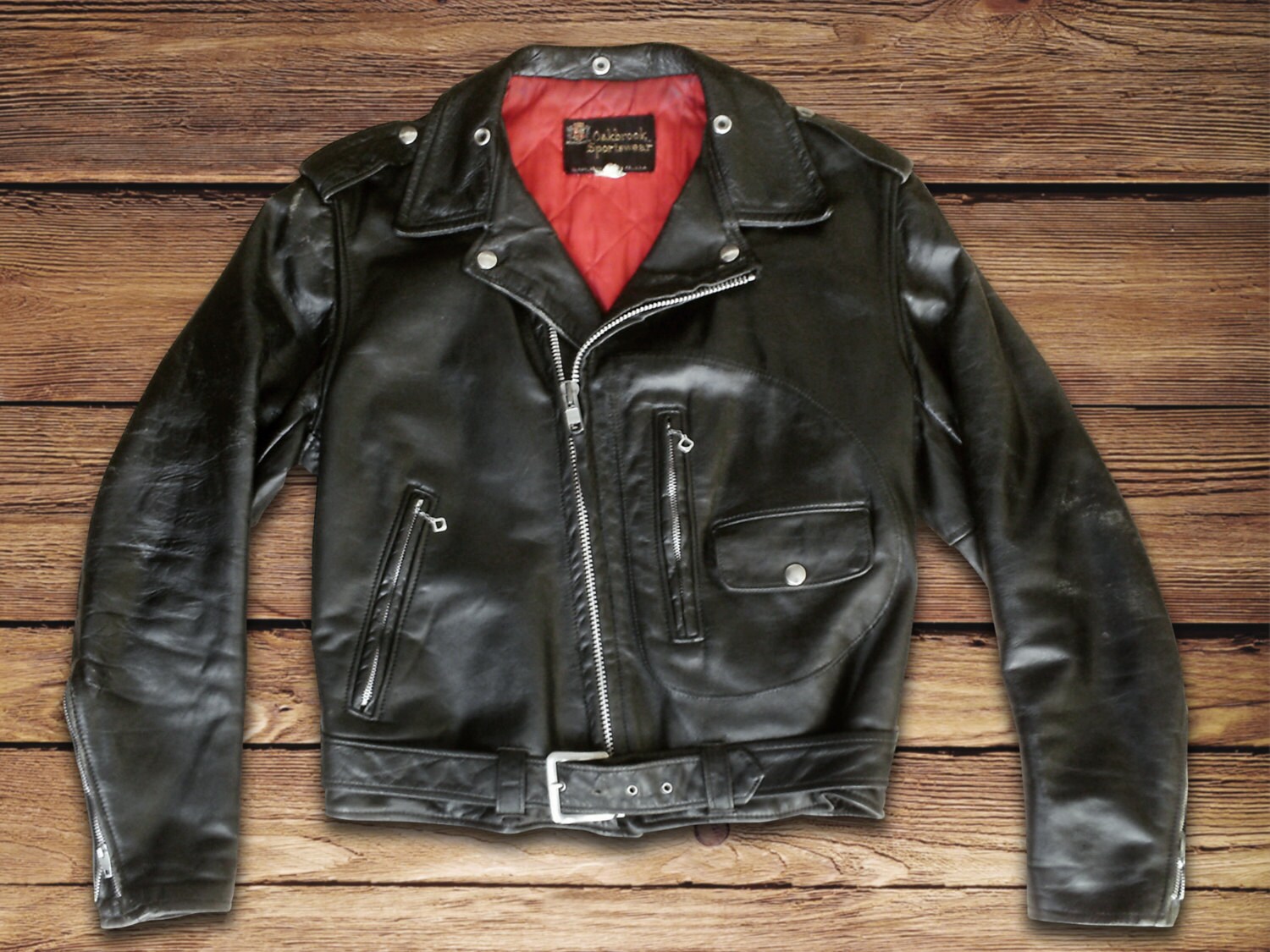 50s steerhide Sears Oakbrook D-pocket motorcycle jacket | Vintage ...