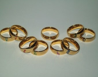 Sailor Moon Ring - Engraved and Painted Goldtone Stainless Steel - Great for Cosplay! Now with Chibi Moon, Tuxedo Mask, Artemis, and Luna!