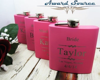 Pink Bridesmaid Flask ~With Free Engraving~