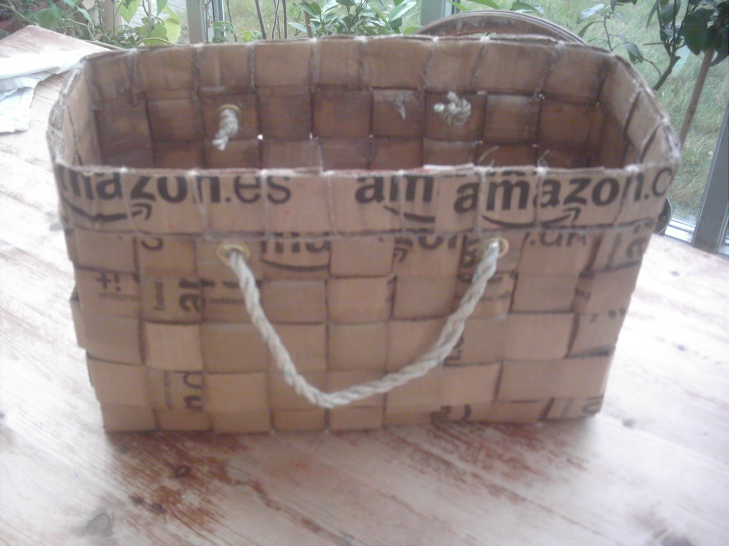 upcycled cardboard basket