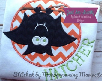 Cute Bat Halloween Applique Design - Embroidery Machine Pattern