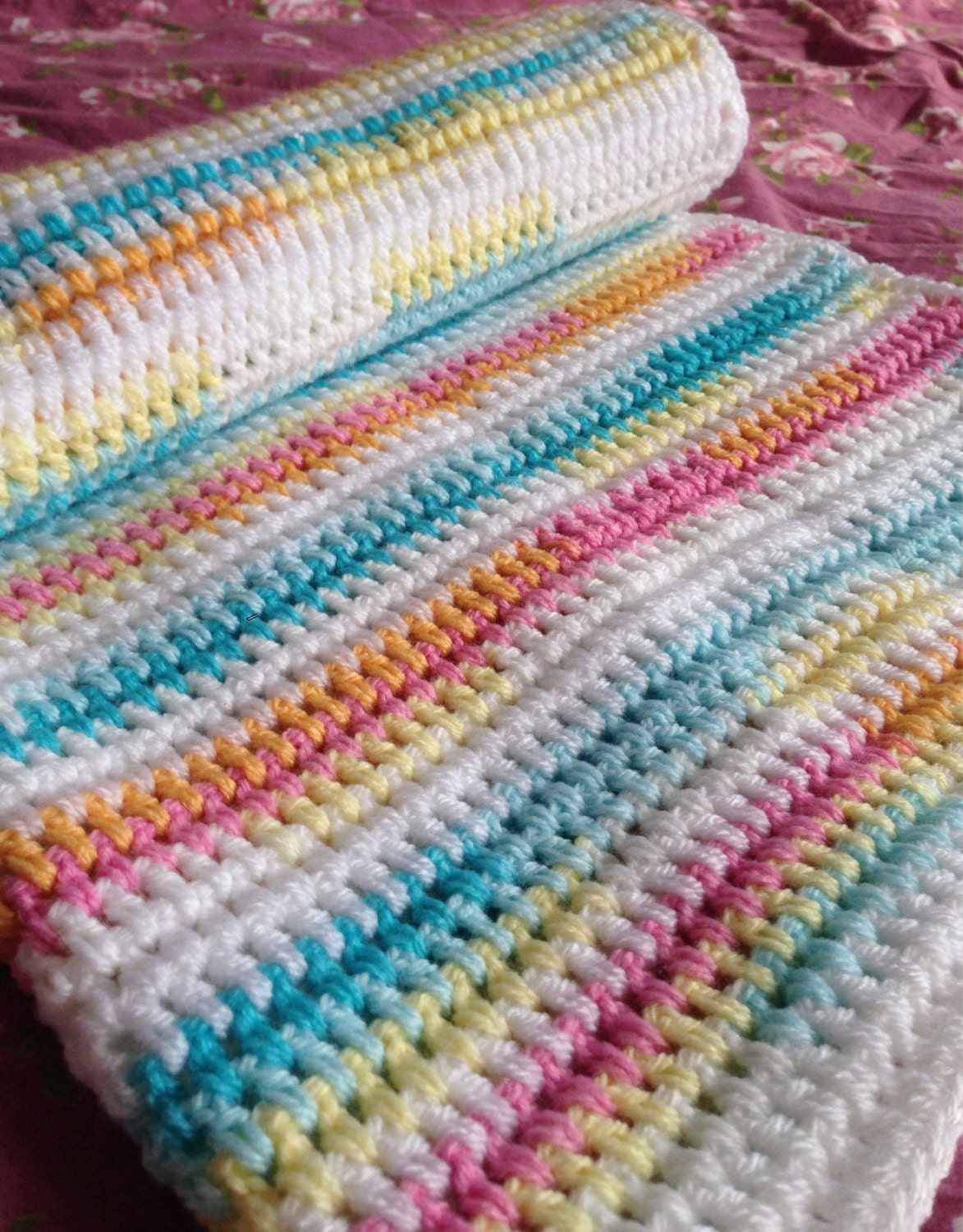 Candy Stripe Crochet Baby Blanket