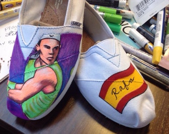 Custom Rafa Nadal artwork on Toms shoes