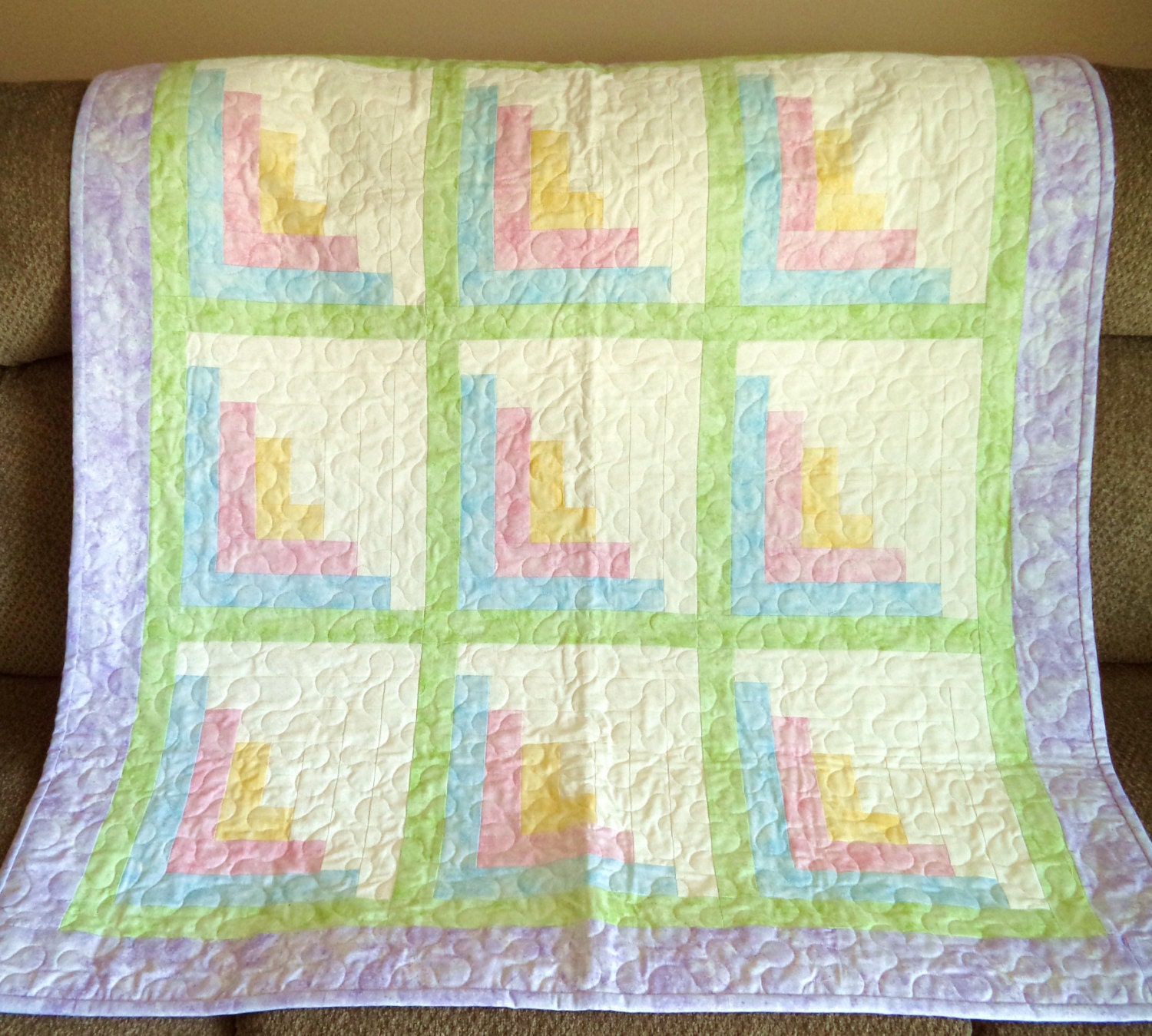 Baby Quilt or Young Toddler Quilt Yellow by PSQuiltingServices
