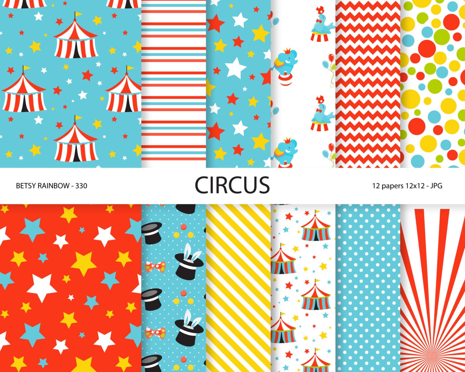  Circus paper  pack circus  digital paper  circus  party paper 