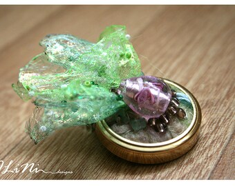OOAK fuchsia floral brooch