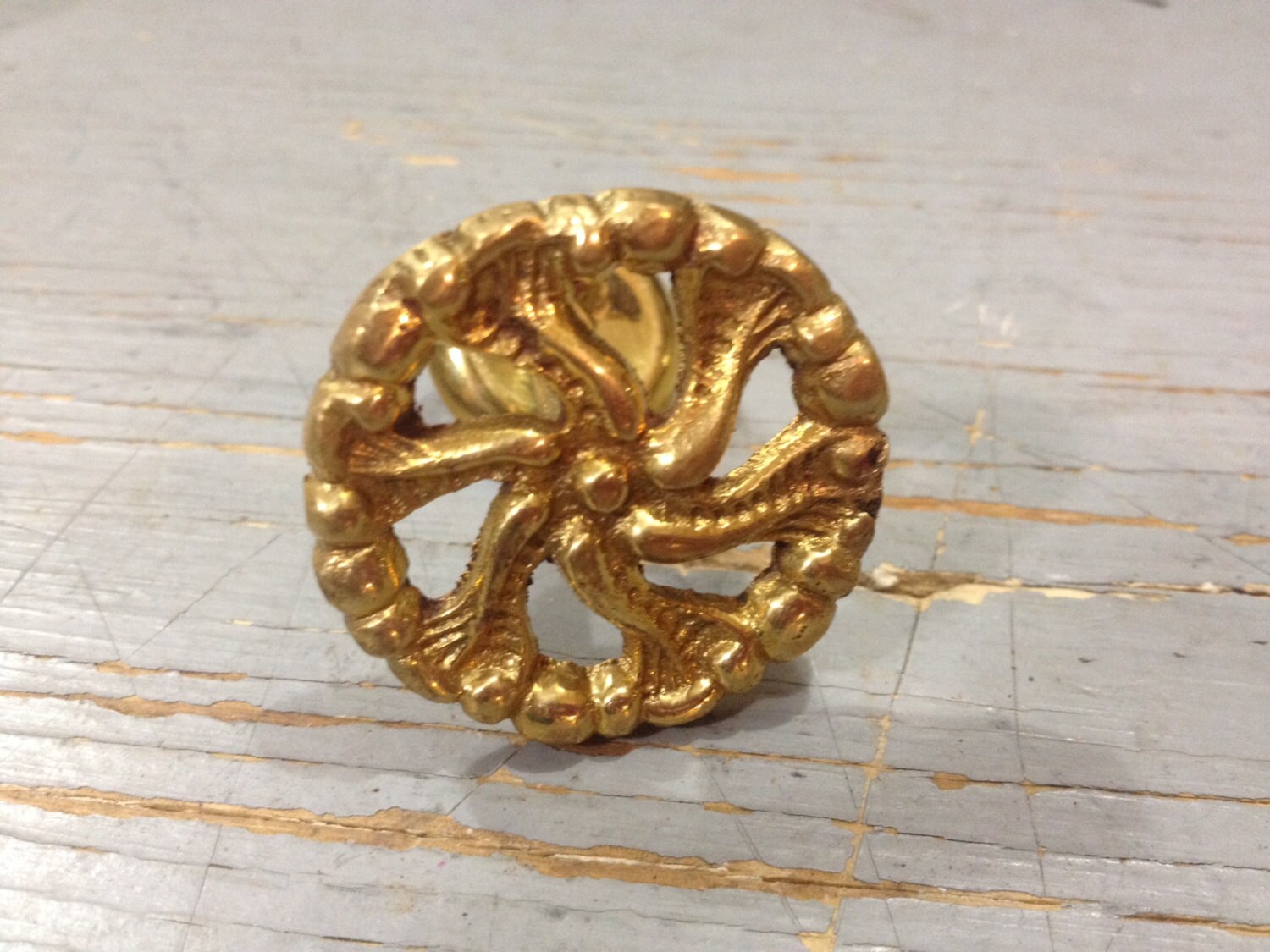 Vintage Gold Tone Drawer Dresser Round Knob Pull Handle Haute