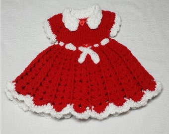 Crochet newborn girl red dress, Infant dress, baby dress, crochet dress ...