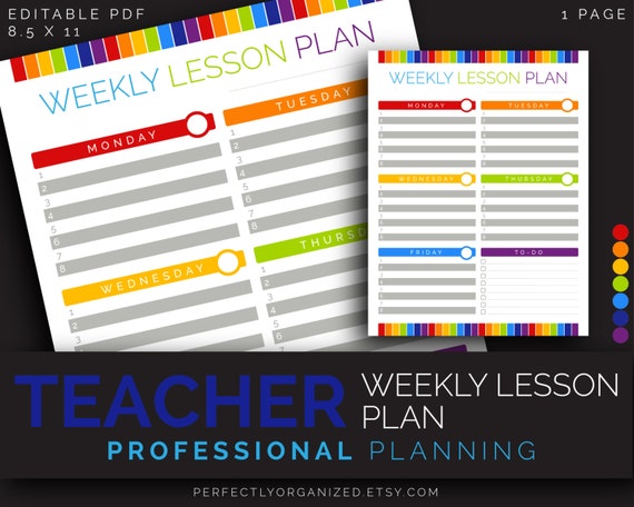 Teacher Weekly Lesson Plan Lesson Plans Teacher Gift School