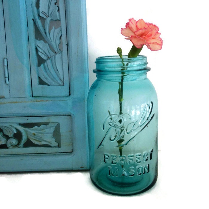 1 Quart Blue Ball Jar Perfect Mason Mold Number by Eagleseyefinds