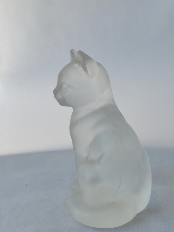 frosted glass cat figurine