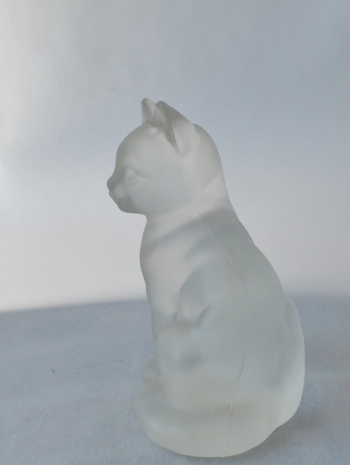Fenton Frosted Molded Glass Cat Figurine