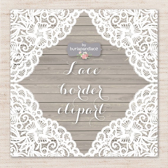 Lace border rustic Wedding invitation border frame lace