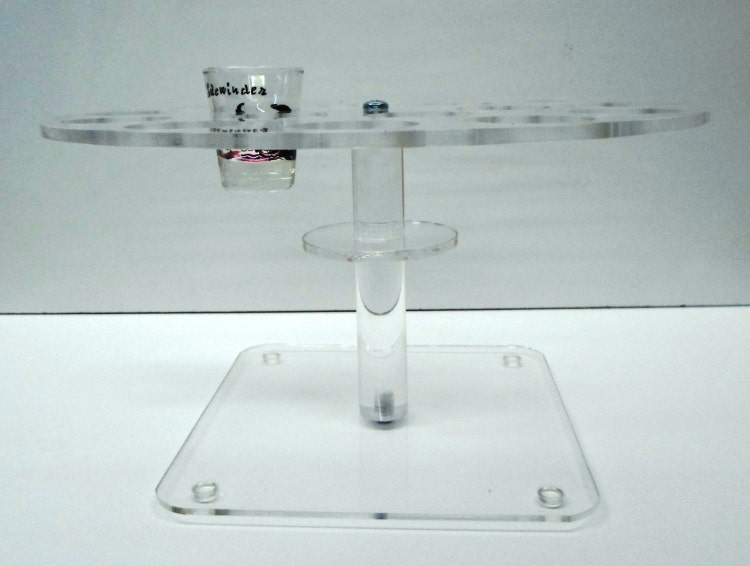 Shot glass serving stand holds 18 glasses by PlasticsUnlimited