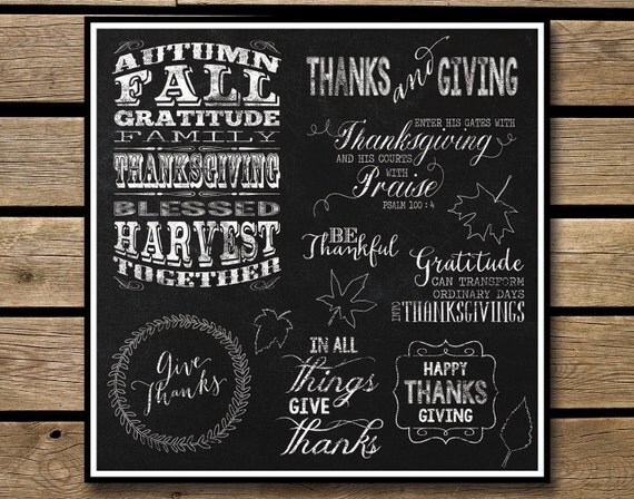 Items similar to Thanksgiving Chalkboard Elements and Clipart - Instant