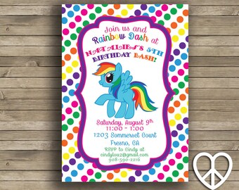 Rainbow Dash 5x7 Printable Birthday Invitation