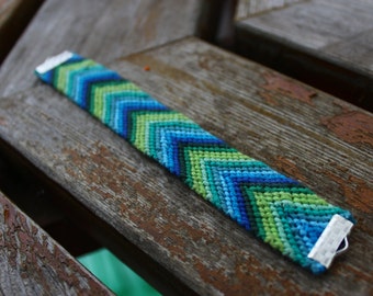 Blue And Green Chevron Friendship Bracelet