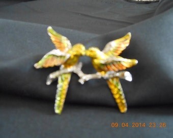 vintage lovebirds pin