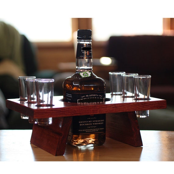 Shot glass shooter set wood stand bar set man cave by KMGstore