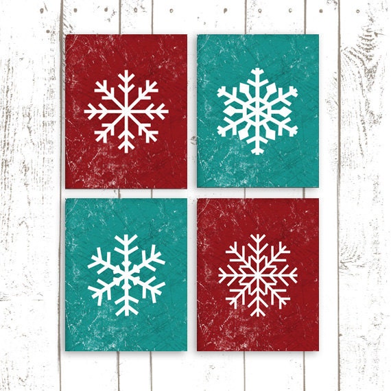 Items similar to Christmas Decor, Snowflake Art, Holiday Art Prints ...