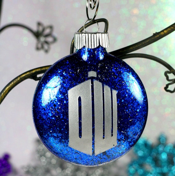 doctor who christmas ornament dw tardis with blue glitter doctor who christmas ornament dw tardis with blue glitter