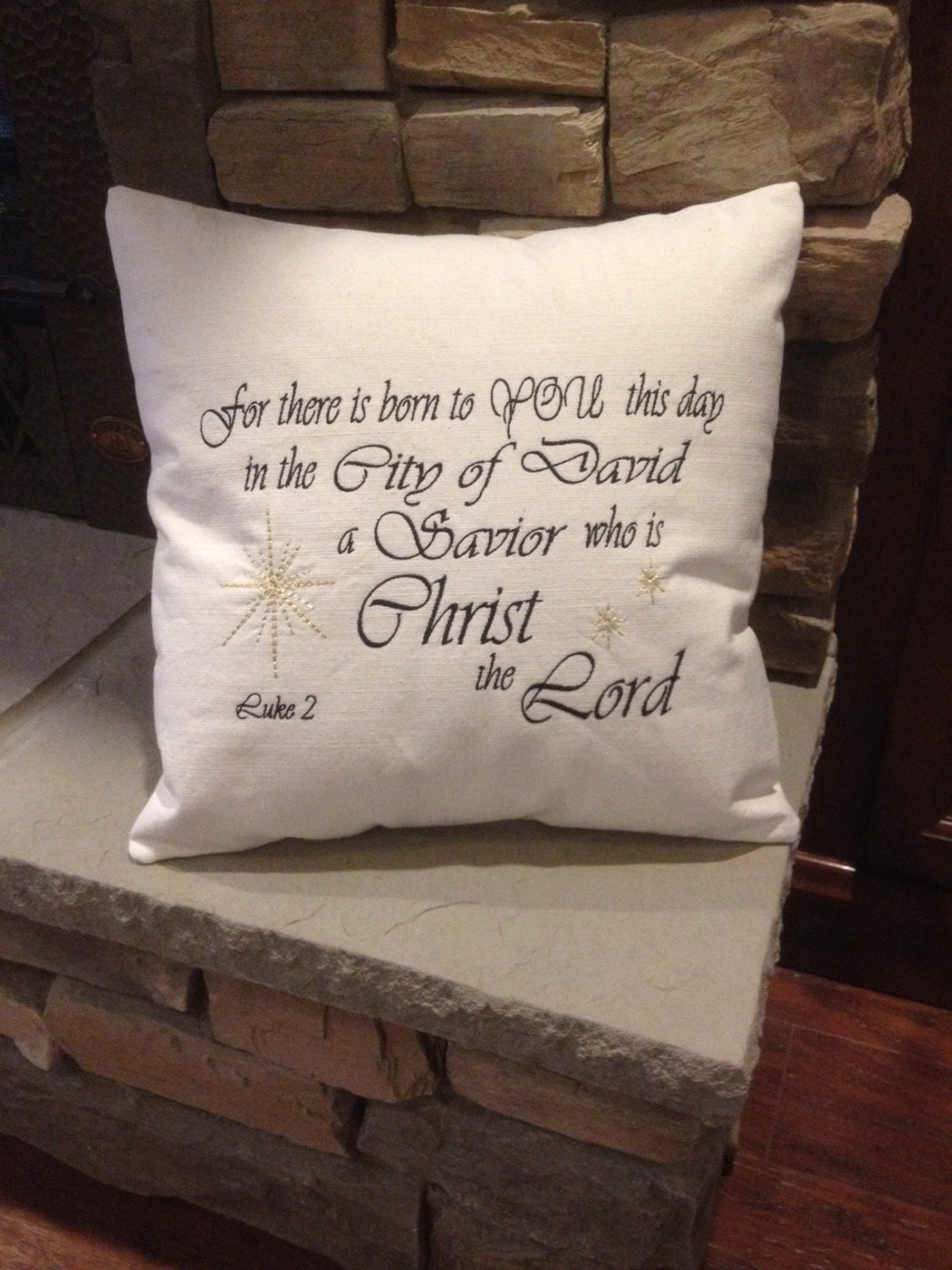 Items similar to Religious Christian Christmas Pillow Cover Luke 2