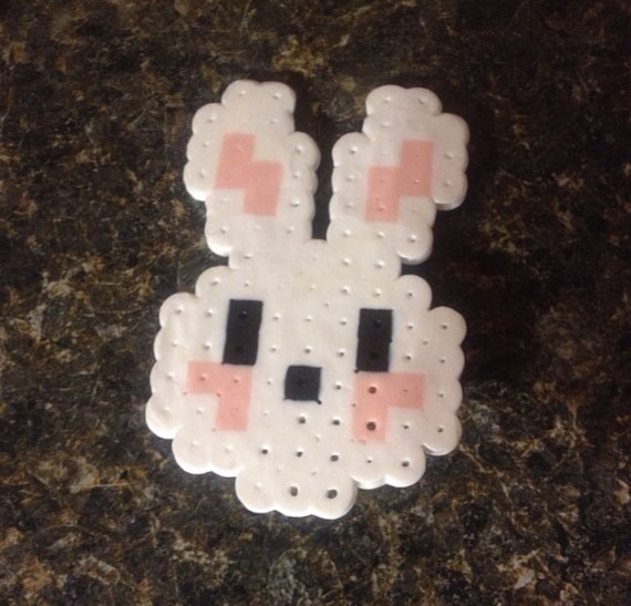 Bunny Perler Bead Pin by ThePinkTurtleLady on Etsy