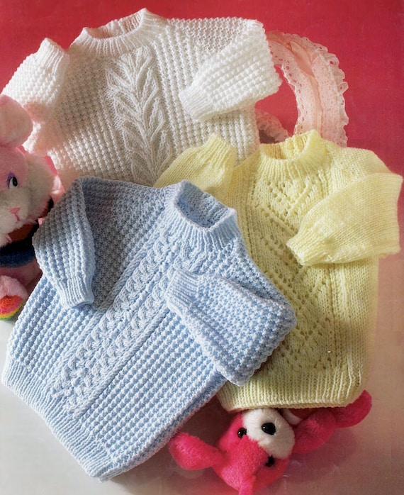 Baby Jumper / Sweater in DK 8 ply yarn for sizes 16 to 22 ...