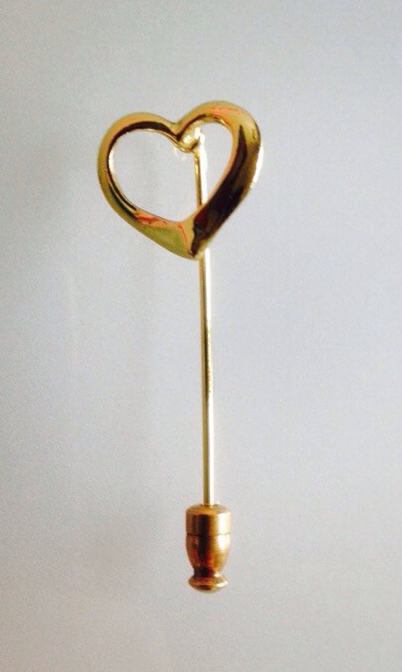 Vintage Gold Tone Heart Lapel Pin