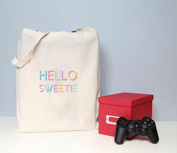 Tote bag, hello sweetie, totes, cotton tote bag, cute tote bag ...