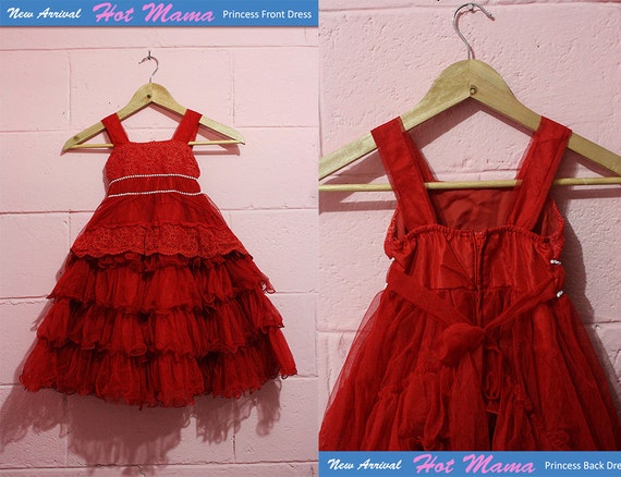 HotsMama Christmas Red Flower girl dress - Baby Dress - Toddler Bridesmaid - Toddler Dress - Toddler Tutu Dress