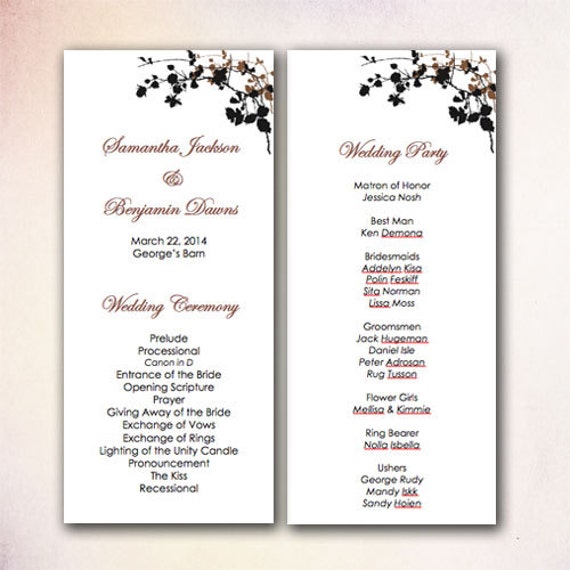DIY Wedding Program Template Instant Download By CheapoBride DIY Wedding Program Template Instant Download By CheapoBride