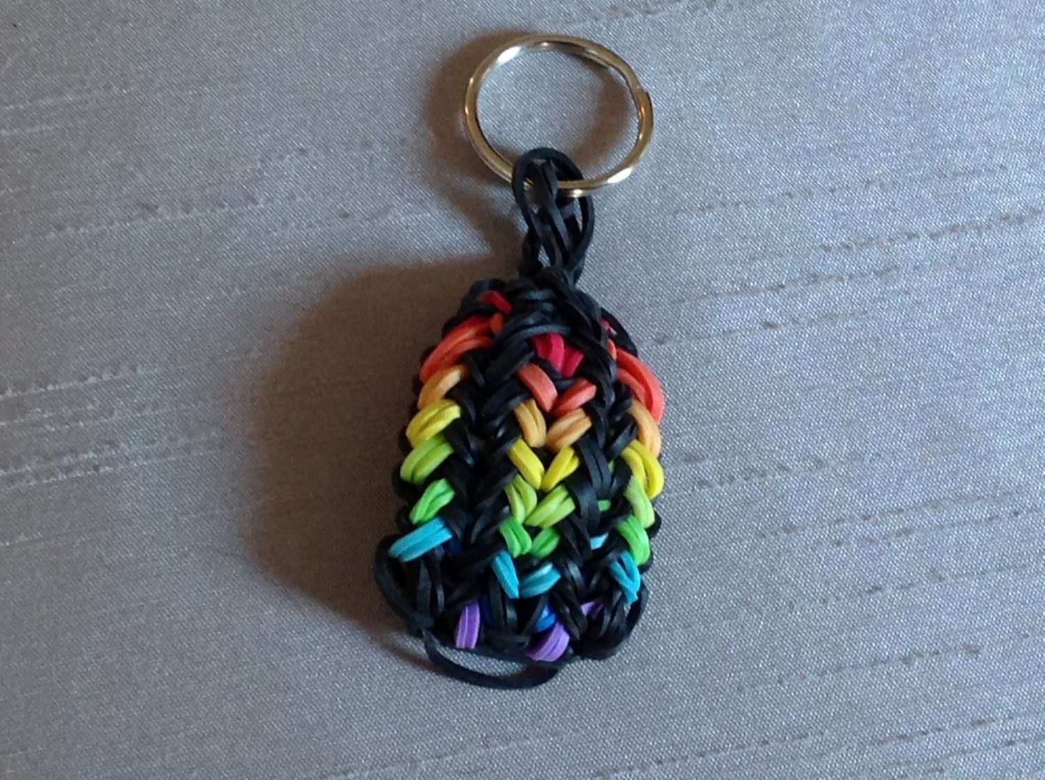 Snake Belly Rainbow Loom Keychain Rainbow colors by EmzDesignz