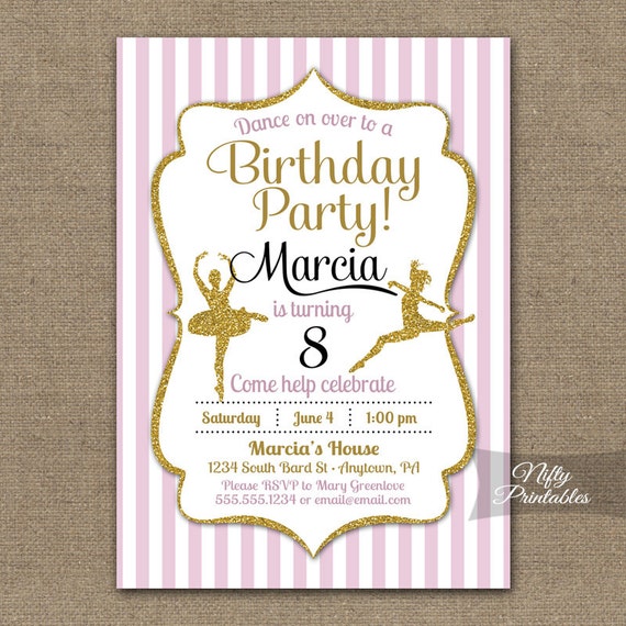 Pink And Gold Ballerina Invitations 6
