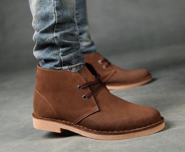 Handmade Men's Shoes Desert BootsOxford Brown Men