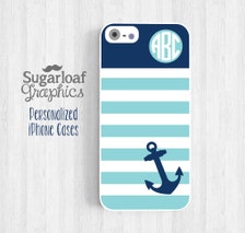 Personalized Monogram Nautical Anchor iPhone 5 Case iPhone 5s iPhone 5c ...